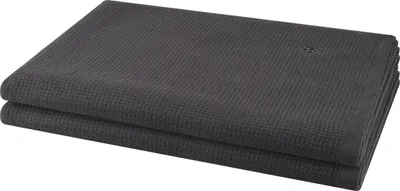 Produktbild von Ross Pique 2 X Saunatuch im Set Piqué Frottier aus Baumwolle 520 g/m², Saugstark weich pflegeleicht trocknergeeignet, Gewebte Bordüre mit gesticktem Emblem