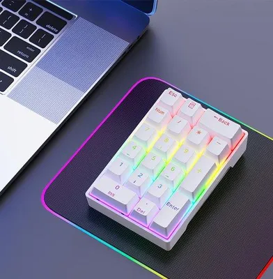 Immagine prodotto di Tastierino numerico meccanico a 20 tasti, bianco, compatto, per l'ufficio