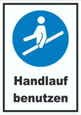 Produktbild von Handlauf benutzen Schild A2 Rückseite selbstklebend