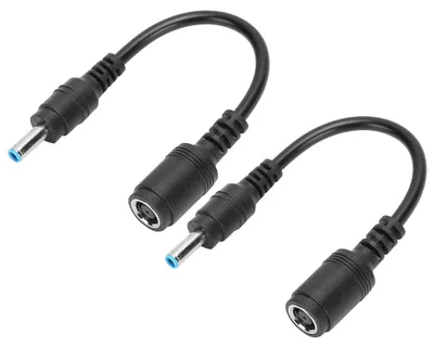Image de Lot de 2 adaptateurs femelle vers mâle noirs pour HP/Dell (droit ou coudé), 7,4 x 5,0 mm vers 4,5 x 3,0 mm