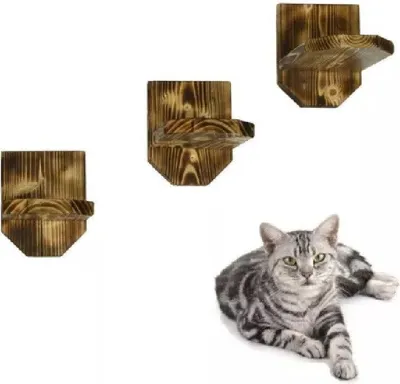 Image de QLS Étagère pour chats Mur d'escalade Meuble pour chats Flammé 3 niveaux 10799