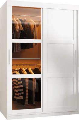 Produktbild von MEBLE KRYSPOL DOME 3 Zweitüriger Schrank, 200x120x62cm - Weiß, Weiß, Silber