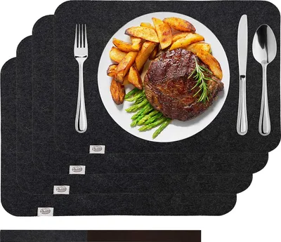 Produktbild von Platzset Tischset Platzmatte Platzdecke Tischmatte Filz waschbar anthrazit 8er Set