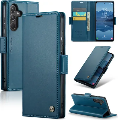 Produktbild von Galaxy A55 Hülle, Leder Brieftasche Kartenfach Schutzhülle mit Standfunktion für Samsung Galaxy A55 Blau