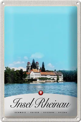 Produktbild von Blechschild Reise 20x30cm Insel Rheinau Europa Kirche Urlaub
