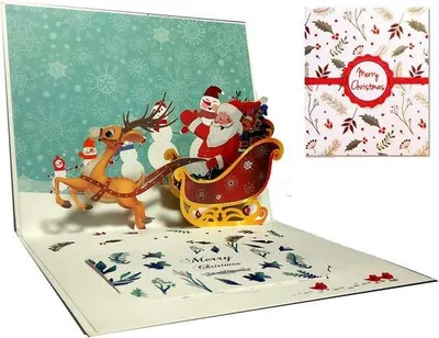 Produktbild von 3D Weihnachtskarte Pop-Up Grußkarte mit Umschlag - Weihnachtsmann