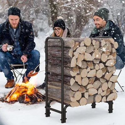 Produktbild von Famanu Feuerholzregal Metall für Innen und Außen - 70,5 x 30 x 84,5 cm