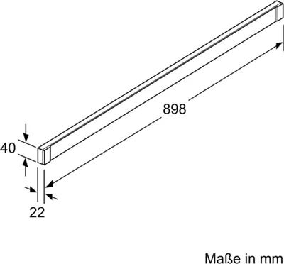 A technical drawing of a long, thin product with dimensions indicated.