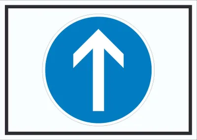 Produktbild von Schild Fahrtrichtung geradeaus Symbol A1 Rückseite selbstklebend