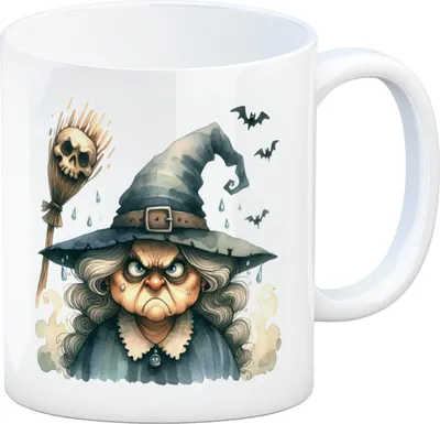 Produktbild von Böse Hexe mit Fledermäusen Kaffeebecher