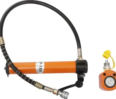 Image de Cric hydraulique à vérin, capacité de levage de 10 tonnes, avec pompe hydraulique manuelle, ROUGE ORANGE