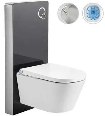 Immagine prodotto di Water WC sospeso con bidet Modul/Cronus Standard - bianco lucido / nero opaco - pulsante WC integrato - modulo pneumatico - 59,3x38,4 cm