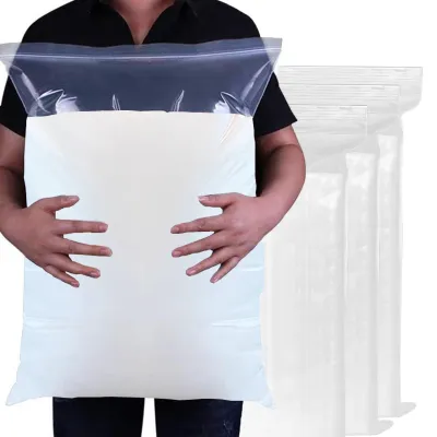 Produktbild von Platzsparer-Taschen mit Reißverschluss - 10 Stück wasserdichte Aufbewahrungstaschen für Reisekleidung - 60 x 90 cm - Transparent