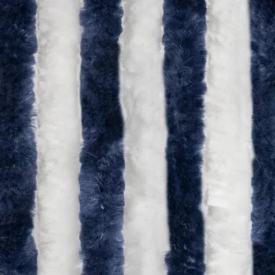Produktbild von Moritz Flauschvorhang aus Chenille 100 x 200 cm blau weiß Türvorhang als Fliegenschutz Insektenschutz für Camping Wohnwagen