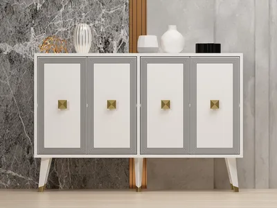Immagine prodotto di Skye Decor, Ansel - Bianco, Oro, Armadi da soggiorno, Bianco, 120 x 80 x 30 cm