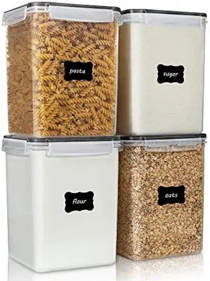Produktbild von PromoHome® Große luftdichte Lebensmittelaufbewahrungsbehälter, Set mit 4 Stück - 5,2 Liter BPA-freie Kunststoff-Vorratsdosen für Küche