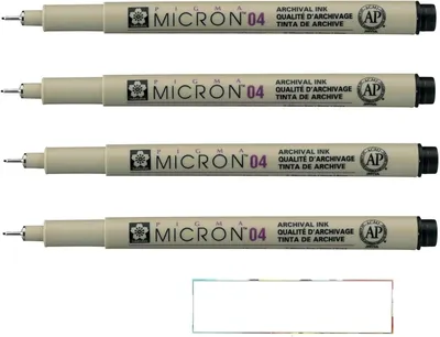 Productafbeelding van Sakura PIGMA MICRON 04 zwart - Set van 4 - En 1 kaart