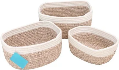 Image de Petits paniers de rangement tressés pour la chambre d'enfant, la salle de bain et en bois
