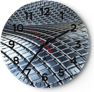 Produktbild von Wanduhr - Rund - Glasuhr - Metall Matte Chrom Aluminium - 40x40cm - Schleichendes Uhrwerk - Lautlos - zum Aufhängen bereit - Dekoration Modern - Wanddekoration aus Glas - C4AR40x40-2574