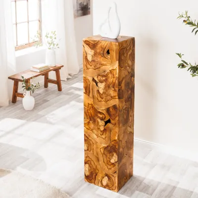 Produktbild von riess-ambiente Massive Säule TRIBAL 110cm braun natur Teakholz handmade Dekoration