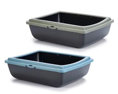 Produktbild von Beeztees Katzentoilette Juliet ECO – nachhaltiges Katzenklo mit niedrigem Einstieg, robusten Schutzrändern, Sicherungsclips, leicht zu reinigen, ideal für Katzenstreu 48 x 38 x 14 cm