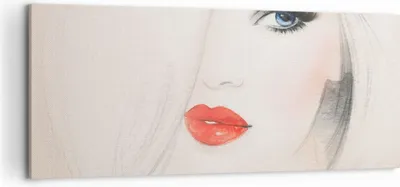 Produktbild von Bild auf Leinwand - Leinwandbild - Frau Gesicht Lippen - 120x50cm - Wand Bild - Wanddeko - Leinwanddruck - Bilder - Kunstdruck - Wanddekoration - Leinwand bilder - Wandkunst - AB120x50-3860