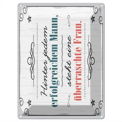 Produktbild von Blechschild Hinter jedem erfolgreichen Mann, 40 x 30 cm, Blechschilder Spruch Glück Weisheit