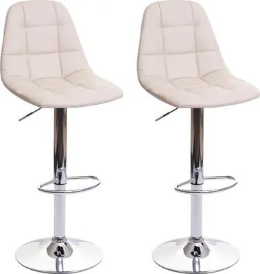 Produktbild von 2er-Set Barhocker HWC-A67, Barstuhl Tresenhocker, MVG-  creme-beige, Kunstleder
