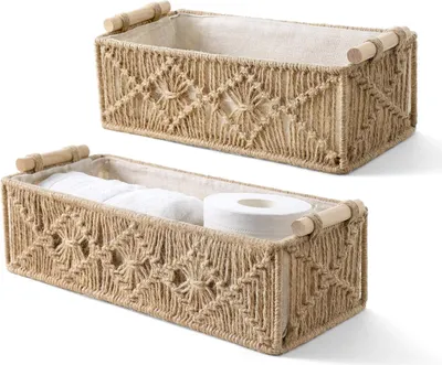 Produktbild von Famanu Aufbewahrungskorb - Handgewebtes Design aus natürlichem Jute - Braun - Set von 2 Stück