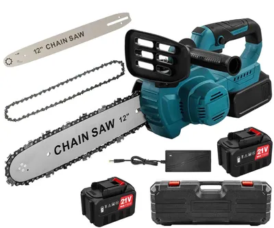 Image de Scie à chaîne électrique sans fil - 30 cm. Scie circulaire - 1500 W - à main. Batterie 21 V incluse. Idéale pour l'usage domestique, le jardin et le bois de chauffage