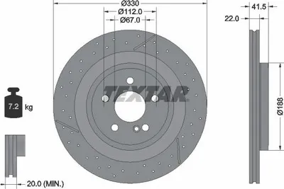 Produktbild von 2x TEXTAR Bremsscheibe 92290605 passend für MERCEDES-BENZ A-Klasse (W176) 41 5mm