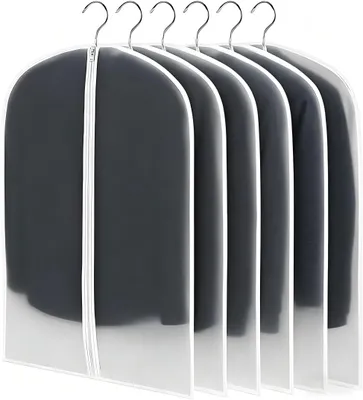 Image de Lot de 6 housses de rangement transparentes pour vêtements, avec fermeture éclair