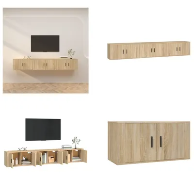 Produktbild von vidaXL TV Wandschränke 3 Stk. Sonoma Eiche 80x34,5x40 cm - TV-Wandschrank - TV-Wandschränke - TV-Schrank - TV-Konsole