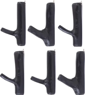 Produktbild von Garderobenhaken 6er Set LIMB | Teakholz Wurzel, Kleiderhaken Wandhaken