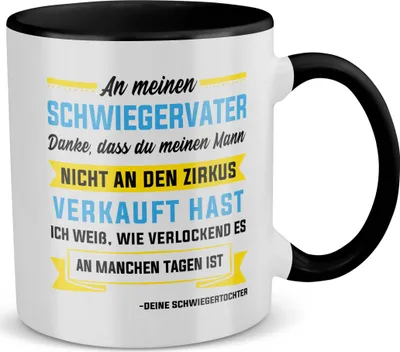 Produktbild von 22Feels Schwiegerpapa Geschenk von Schwiegertochter Braut Vater Des Bräutigams Tasse Hochzeit Geburtstag Weihnachten Vatertag Herren Kaffeetasse Haferl Schwiegereltern Schwiegervater (Weiss-Schwarz)
