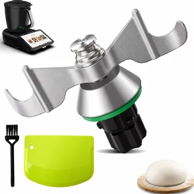 Produktbild von Teigmesser aus Edelstahl 304 für Thermomix TM7/TM6/TM5, Antihaftmesser mit Teiglöser und Reinigungsbürste, leicht zu reinigen und spülmaschinenfest