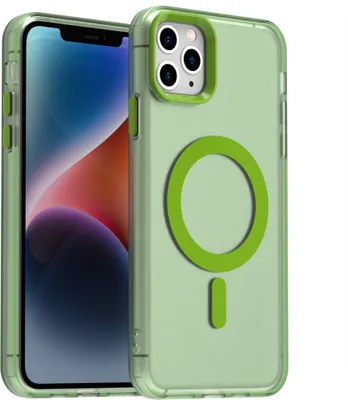 Produktbild von Handyhülle für iPhone 13, Hülle Kompatibel mit MagSafe, Schlank Durchscheinend Matt Stoßfest Schutzhülle Grün