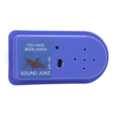 A blue electronic device with a sticker on it.