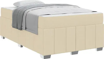 Image de Cadre de lit avec matelas Crème 120 x 200 cm tissu