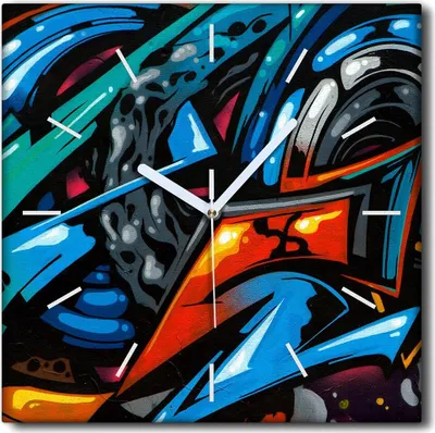 Produktbild von Coloray Uhr auf Leinwand 30x30 cm Wand Uhr Dekoration Wohnzimmer Segeltuch weiße Zeiger -Kunst-Kunstgraffiti.
