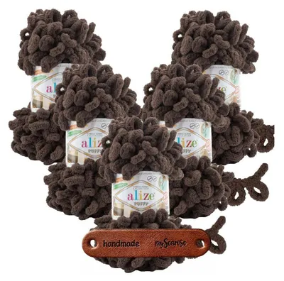 Produktbild von ALIZE Puffy Strickgarn 534, 5 Stück, Stricken ohne Nadeln, vorgefertigte Schlaufen, plüschig-weich
