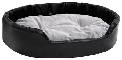 Imagen del producto de vidaXL Cama para perros, color negro y gris, 90x79x20 cm, con felpa y cuero sintético