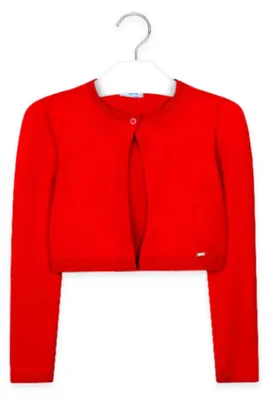 Zdjęcie produktu dla Czerwona kardiganowa kurtka w stylu "Kinder-Bolero" do sukienek, rozmiar 140