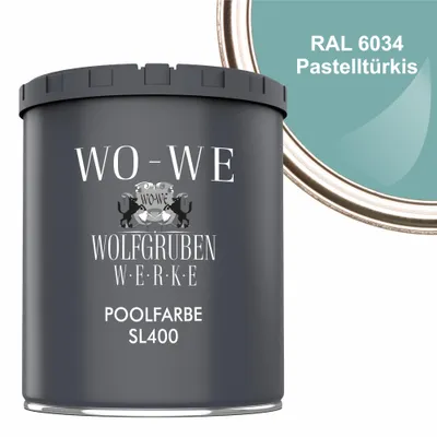 Produktbild von Schwimmbadfarbe Poolfarbe Schwimmbeckenfarbe SL400 Pastelltürkis ähnl. RAL 6034 - 750ml