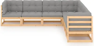 Produktbild von vidaXL 7-tlg. Garten-Lounge-Set mit Kissen Massivholz Kiefer