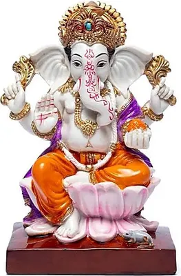 Image de Ganesh sur trône de lotus - 19x11cm