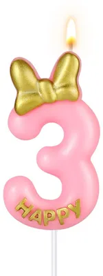 Geburtstagskerze 5,8 cm, rosa, Zahl 31, mit Schleife