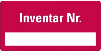 Produktbild von Dreifke® Inventaretikett Inventar Nr., einzeilig, rot, Dokumentenfolie, 40x20...