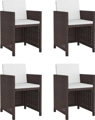 Produktbild von vidaXL 5-tlg. Garten-Essgruppe mit Auflagen Poly Rattan Braun