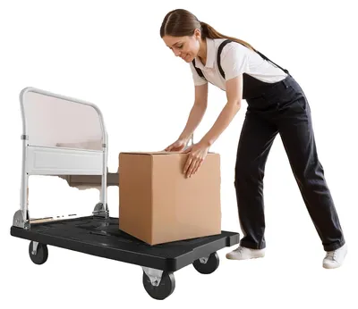 Immagine prodotto di Carrello trasportatore, struttura in acciaio, dimensioni 895 mm x 595 mm x 850 mm, capacità di carico 300 kg, ruote girevoli, design pieghevole